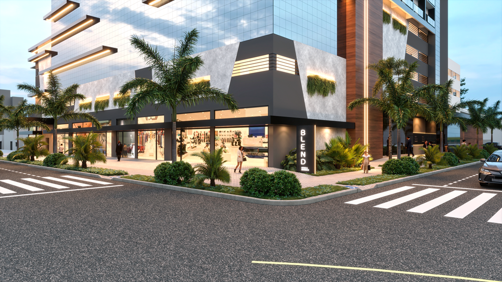 Perspectiva da fachada do Blend Home & Business em Sinop