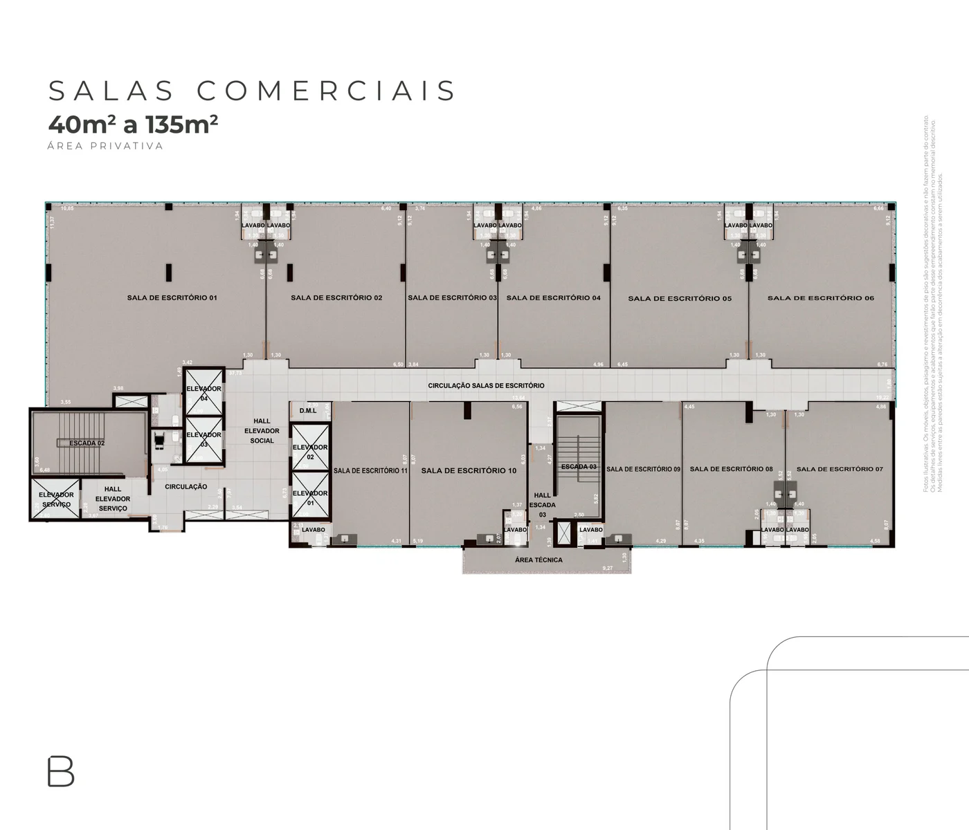 Implantação ilustrativa das salas comerciais do Blend